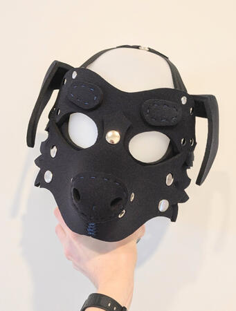Black/Blue Floppy Dog Mask Pre-made