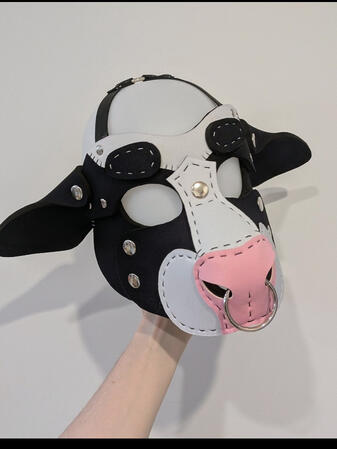 Black/White Holstein Cow Mask Pre-made