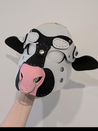 White/Black Holstein Cow Mask Pre-made