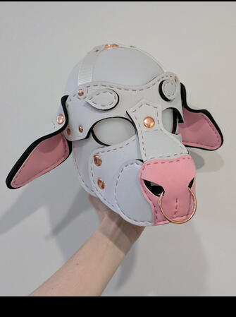 White/Rose Gold Zebu Cow Mask commission